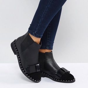 Asos Aubrey Leather Bow Ankle Boots